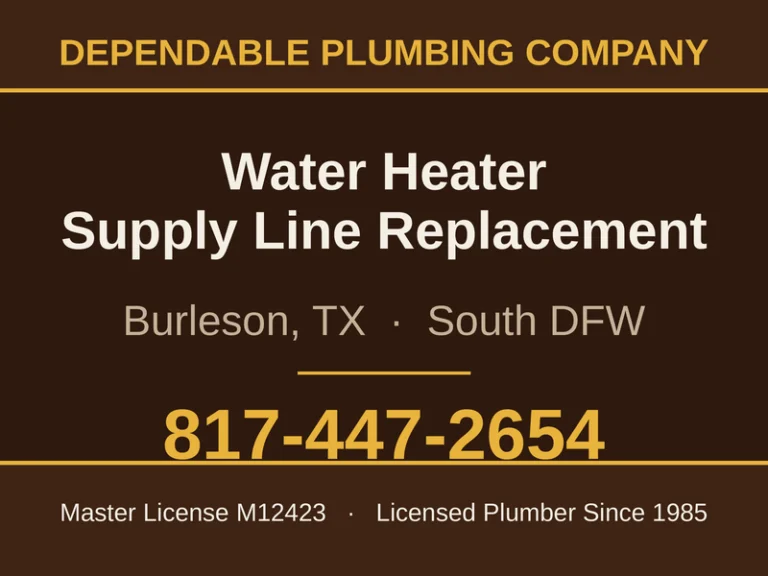 Water heater supply line replacement in Burleson, TX by Dependable Plumbing Company