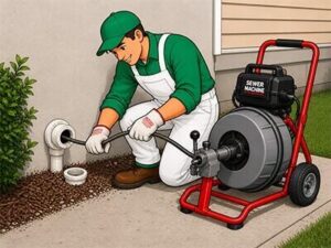 drain cleaning machine through cleanout