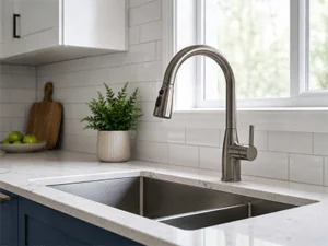 Newly installed kitchen faucet at a Crowley, TX home after a same-day fixture swap by Dependable Plumbing