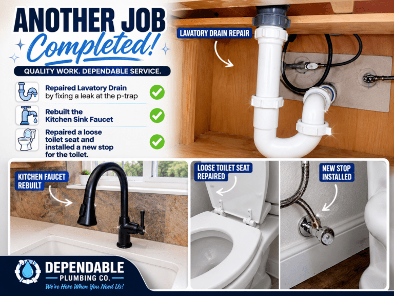 Rebuilt kitchen faucet, repaired sink drain, and new toilet shutoff valve completed in a Burleson, TX home