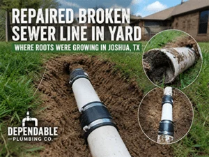 Repaired Broken Sewer Line In Yard Where Roots Were Growing