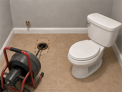 toilet pulled to clear drain clog