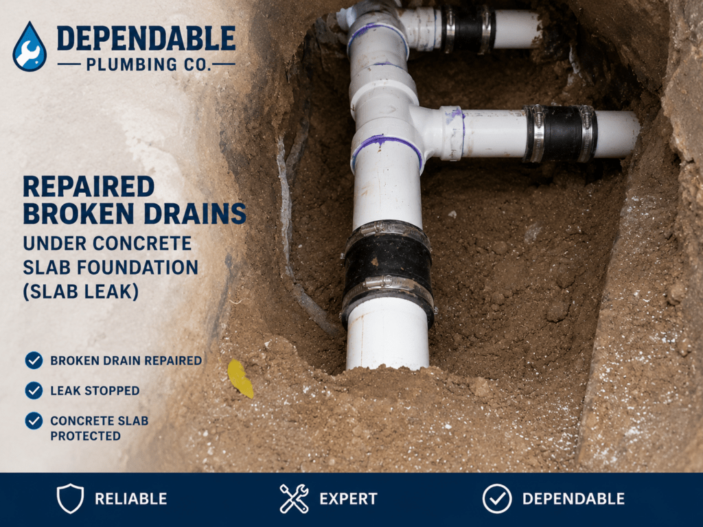 Section of corroded cast iron drain pipe removed during under-slab repair at a Burleson, TX home