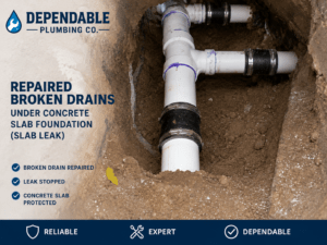 Section of corroded cast iron drain pipe removed during under-slab repair at a Burleson, TX home