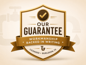 Dependable Plumbing workmanship guarantee — Licensed, Burleson, TX.