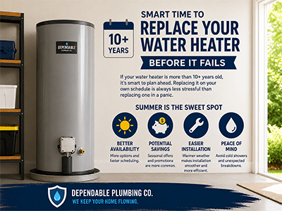 Plumber installing a new tank water heater in a Burleson, TX home garage