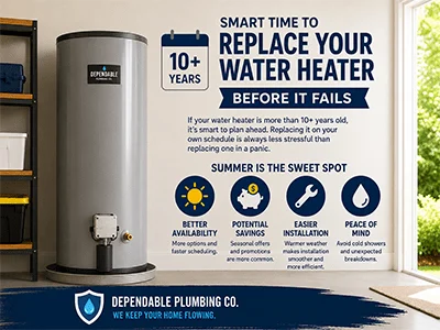 Plumber installing a new tank water heater in a Burleson, TX home garage