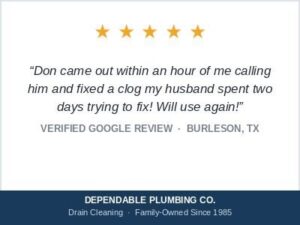 A Burleson homeowner called after both sides of her kitchen sink stopped draining and two days of DIY effort hadn't cleared...