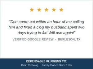 A Burleson homeowner called after both sides of her kitchen sink stopped draining and two days of DIY effort hadn't cleared...