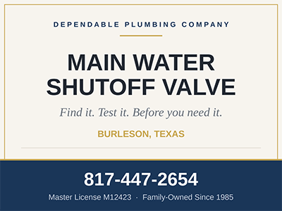 Corroded main water shutoff valve at the meter box of a Burleson, TX home