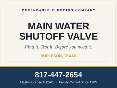 Corroded main water shutoff valve at the meter box of a Burleson, TX home