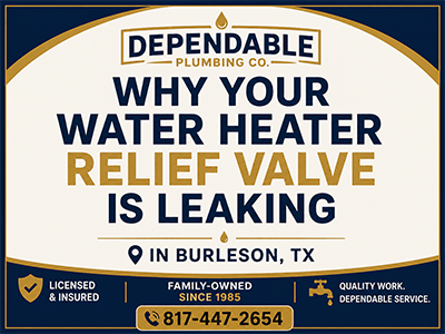 Water heater temperature and pressure relief valve dripping onto the discharge pipe in a Burleson, TX home