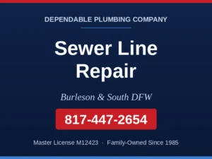 Dependable Plumbing service card for sewer line repair in Burleson and South DFW